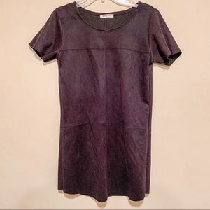 Newbury Kustom | Faux Suede Black Shift Dress